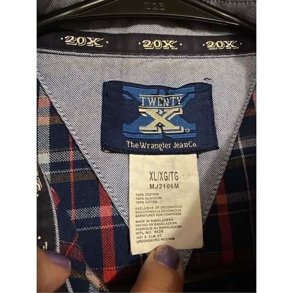 Twenty X Blue Plaid Button Up Long Sleeve Shirt Size XL - Picture 4 of 6